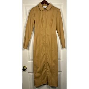 SIR the Label Camel Tan Andre Zip Front Collared Midi Dress Long Sleeve Size 4
